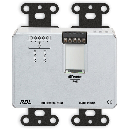 RDL 4 x 4 Wall-Mounted Bi-Directional Mic/Line Dante Interface (1 Mini/2 RCA/2 XLR IN)(Black)