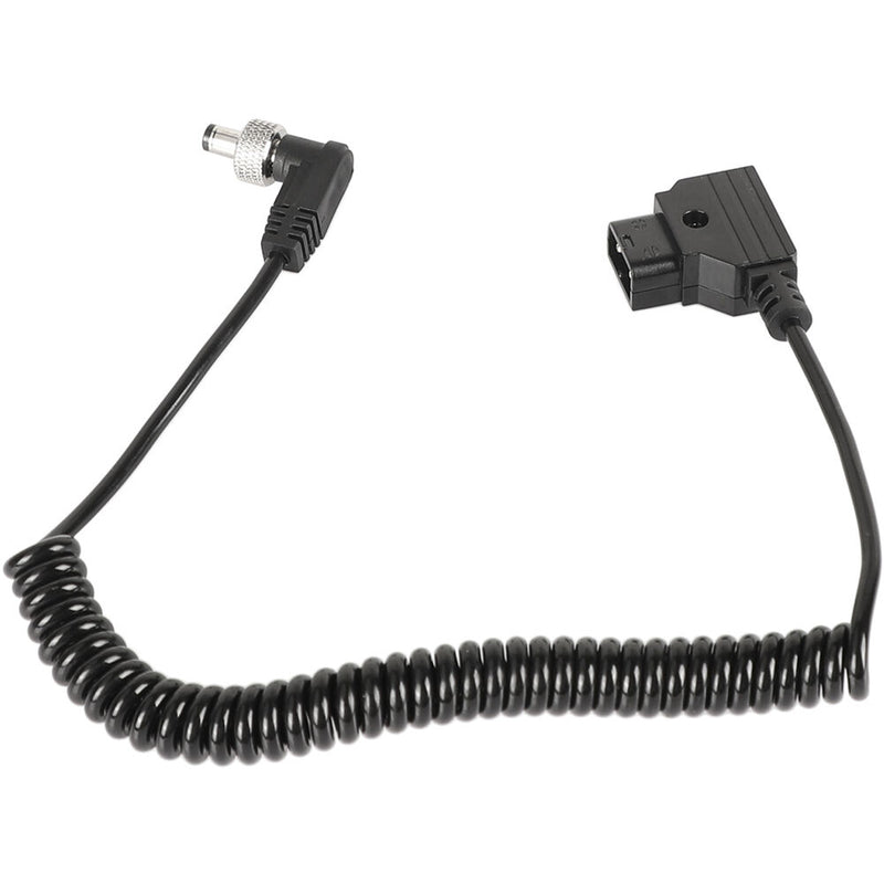 CAMVATE Coiled D-Tap to Locking DC 2.5mm Right-Angle Cable (Black, 39.4")