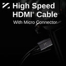 ZILR Hyper-Thin High-Speed Micro-HDMI to HDMI Cable with Ethernet (3.3')