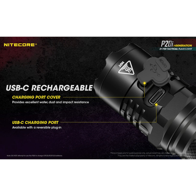 Nitecore P20i Rechargeable Tactical LED Flashlight with Ceramic-Tipped Strike Bezel