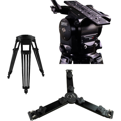 Cartoni Maxima 5.0 System with 1-Stage Aluminum Tripod, Mid Spreader, Feet & Pan Bars