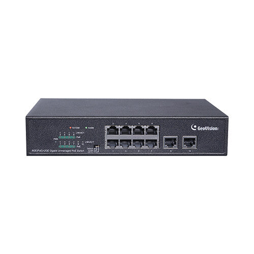 GEOVISION GV-APOE0810 8-Port Gigabit PoE+ Compliant Unmanaged Network Switch
