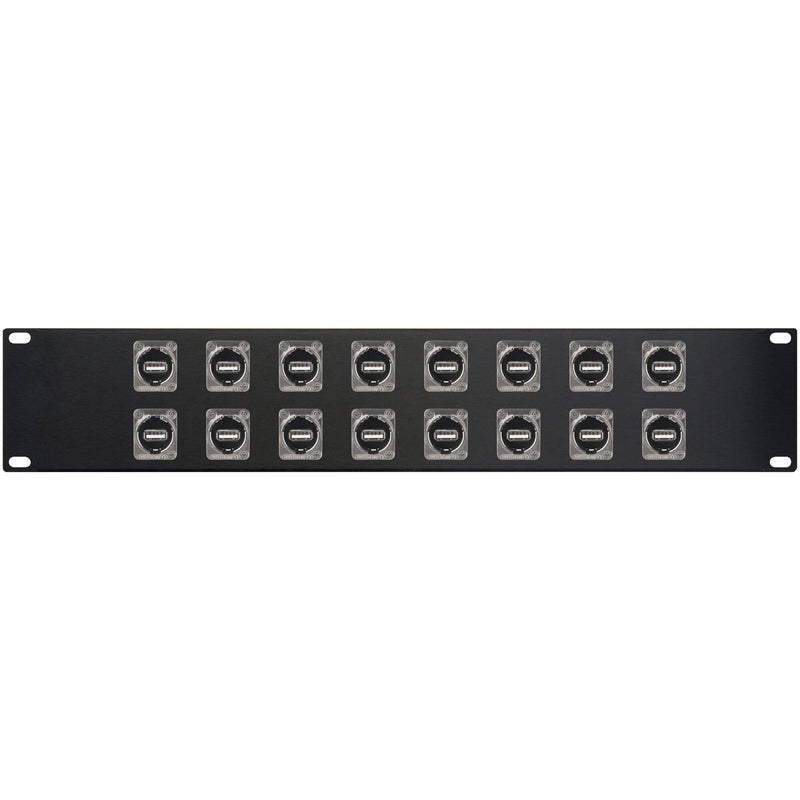 My Custom Shop 16-Port USB-A Front To Usb-B Rear Feed-Through 2RU Patch Panel with Switchcraft E Series