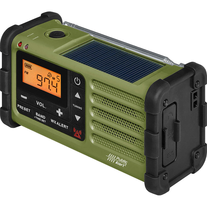 Sangean SG-112 AM/FM/Weather Rugged Portable Radio with Hand Crank & Solar Panel (Green)