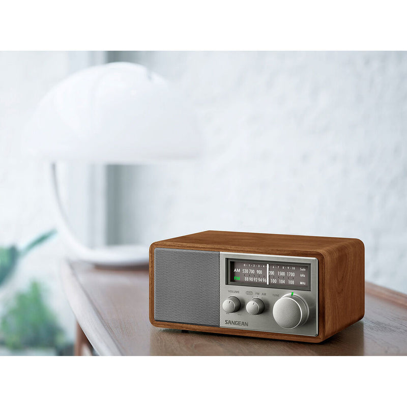 Sangean SG-116 AM/FM Analog Tabletop Radio (Walnut/Silver)