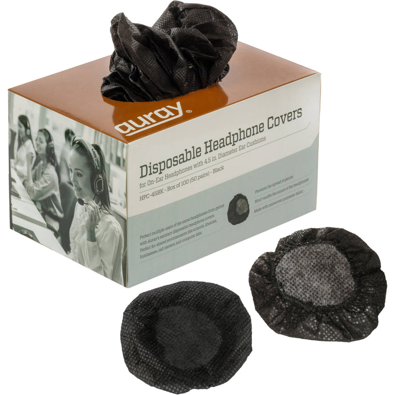 Auray HPC-45BK Disposable Over-Ear Headphone Covers (50 Pairs, Black)