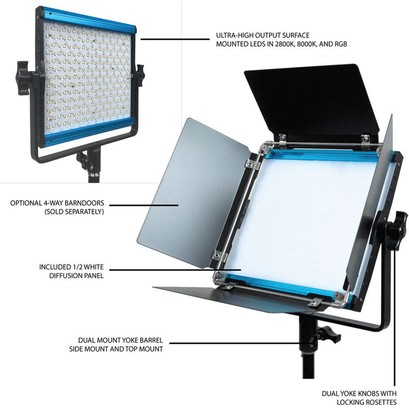 Dracast X-500 RGB and Bi-Color 3-LED Panel Light Kit with Travel Case