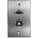 Comprehensive HDMI and USB Type-B Pigtail Pass-Through Wall Plate (Aluminum)