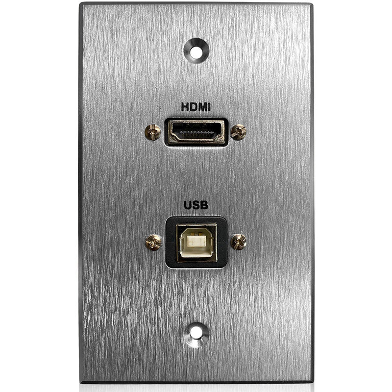 Comprehensive HDMI and USB Type-B Pigtail Pass-Through Wall Plate (Aluminum)
