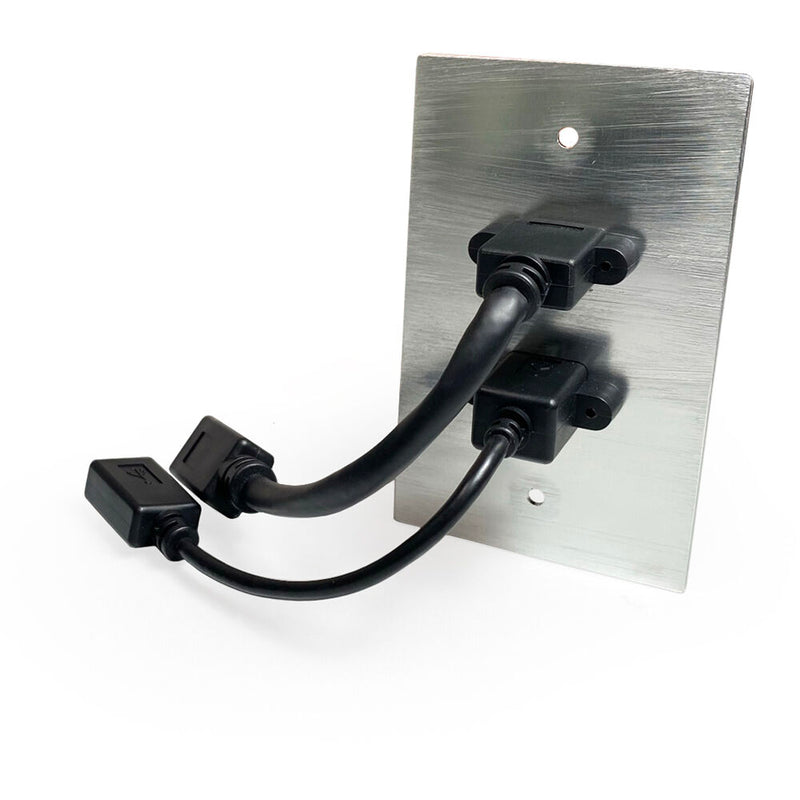Comprehensive HDMI and USB Type-B Pigtail Pass-Through Wall Plate (Aluminum)