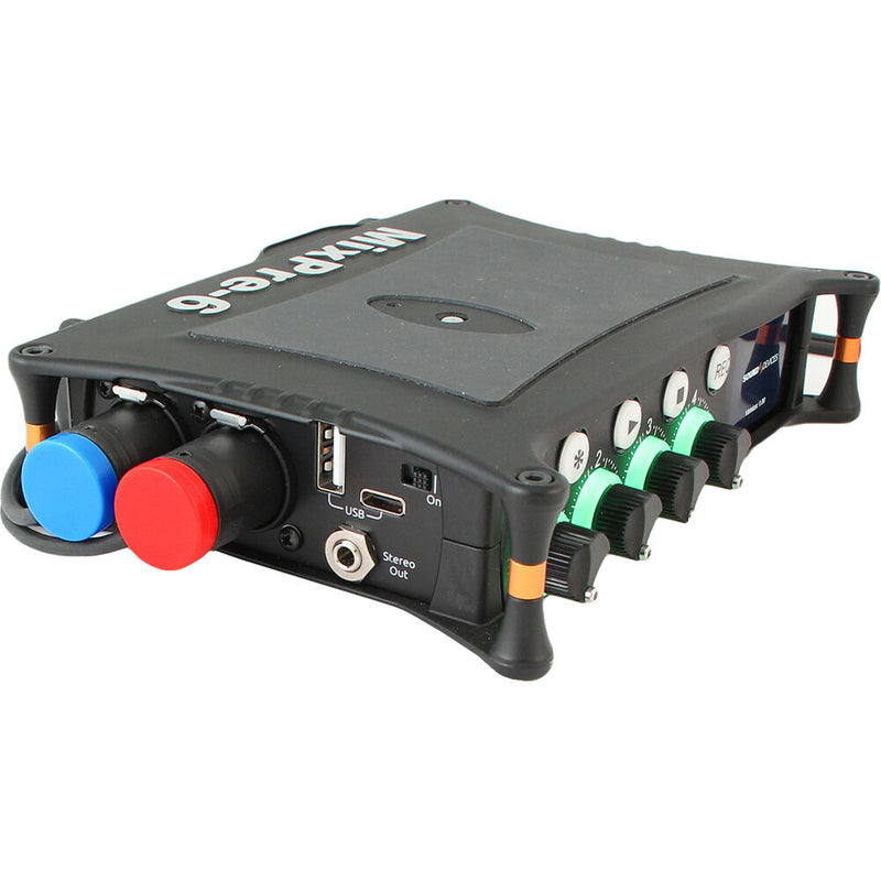 Cable Techniques Low-Profile XLR 5-Pin Female to 2 Low-Profile XLR 3-Pin Male Cable (18", Black with Blue and Red Caps)