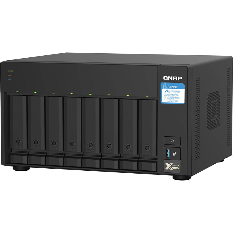 QNAP 8-Bay Desktop Nas/ AL324 64-Bit Quad-Core/  1 X Pcie 2.0 X2 Slot/ Hardware Encryption