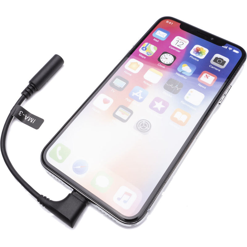 Movo Photo IMA-3 Female 3.5mm TRRS to Right-Angle Lightning Microphone Adapter Cable (5.5")