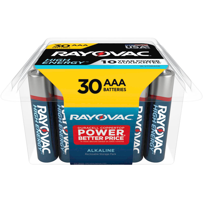 RAYOVAC High Energy Alkaline AAA Battery (30-Pack Pro)