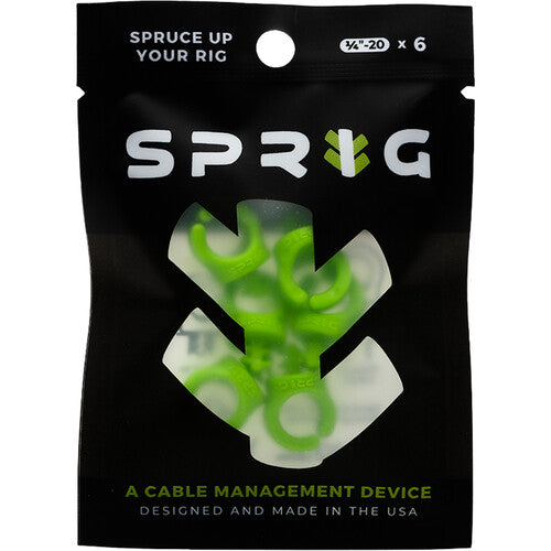 Sprig Cable Management Device for 1/4"-20 Threaded Holes (6-Pack, Green)