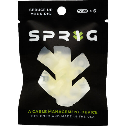 Sprig Cable Management Device for 1/4"-20 Threaded Holes (6-Pack, Glow in the Dark)