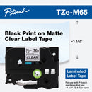 Brother TZe-M65 Label Tape for P-Touch Labelers (White Print on Matte Clear, 1.4" x 26.2')