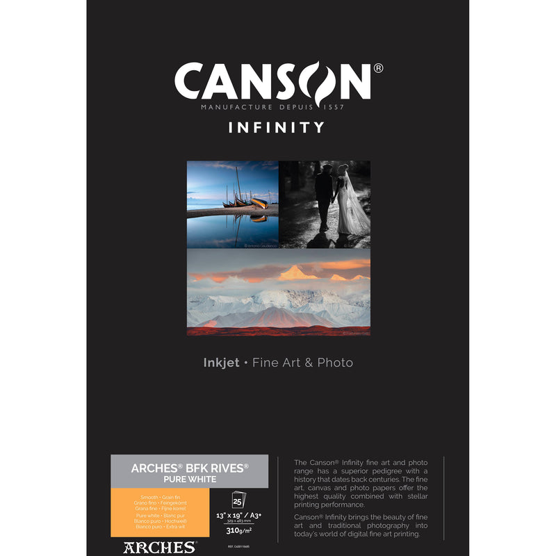 Canson Infinity ARCHES BFK Rives Pure White Photo Paper (13 x 19", 25 Sheets)