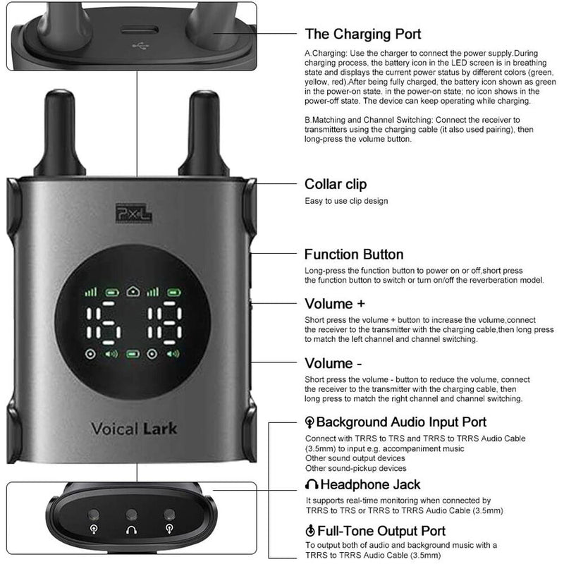 Pixel Voical Lark 2-Person Wireless Microphone System for DSLR Cameras and Smartphones (590 to 610 MHz)