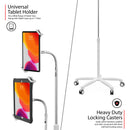 CTA Digital Heavy-Duty Security Gooseneck Floor Stand for 7-13" Tablets (White)