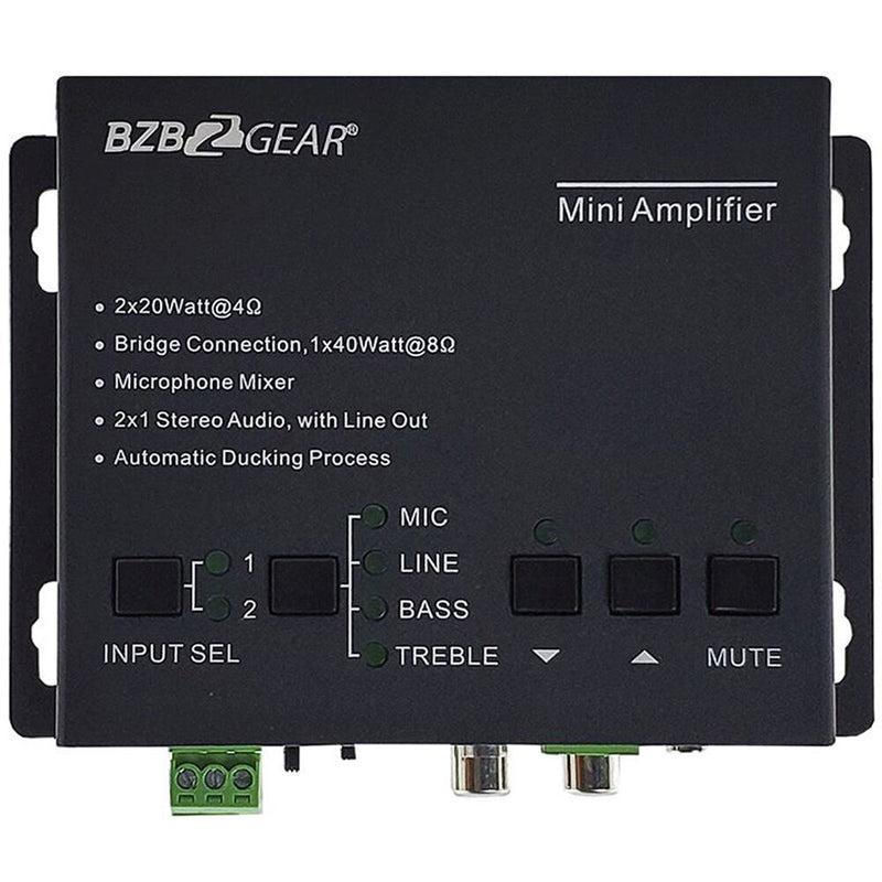 BZBGear 2-Channel 40W Compact Stereo/Mono Audio Amplifier with 3 Inputs