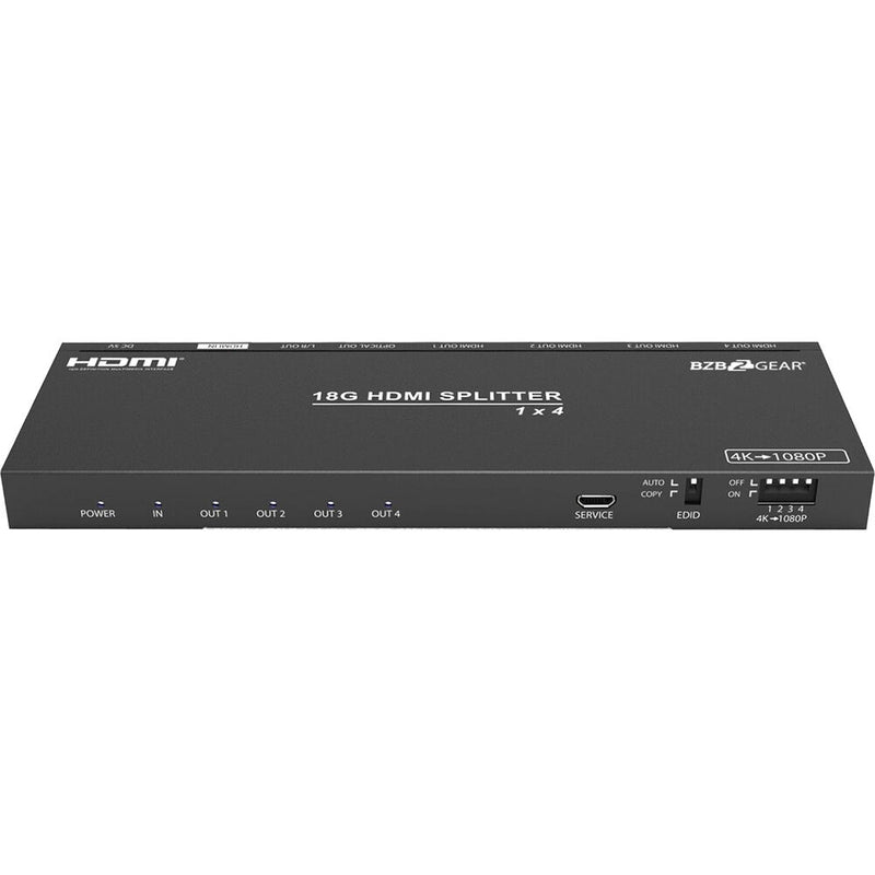 BZBGear 4-Port 4K 60Hz HDMI Splitter/Down-Scaler with Digital and Analog Audio Output