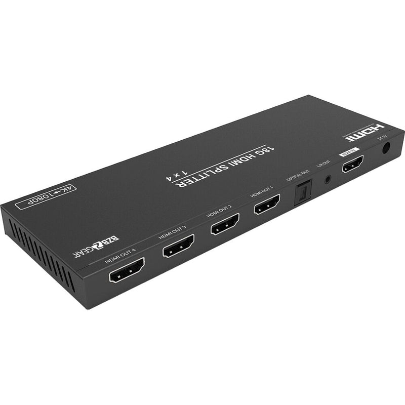BZBGear 4-Port 4K 60Hz HDMI Splitter/Down-Scaler with Digital and Analog Audio Output