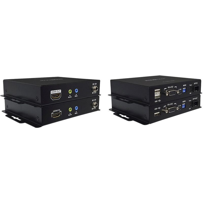 BZBGear 4K HDMI USB KVM Extender Kit over Fiber with HDR, 2-Way IR & RS-232