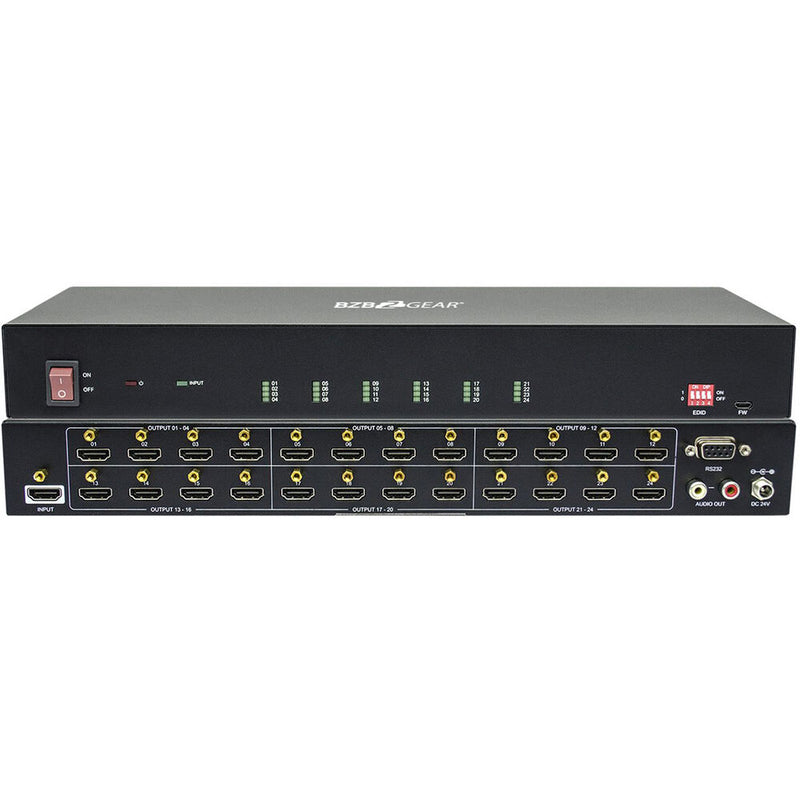 BZBGear 1 x 24 HDMI 2.0 Splitter with Downscaling and AOC
