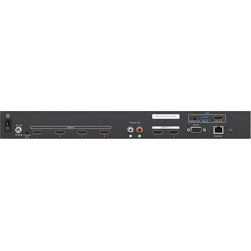 BZBGear 4x2 4K/UHD Quad-View/Multiviewer Switcher/Scaler with USB Capture