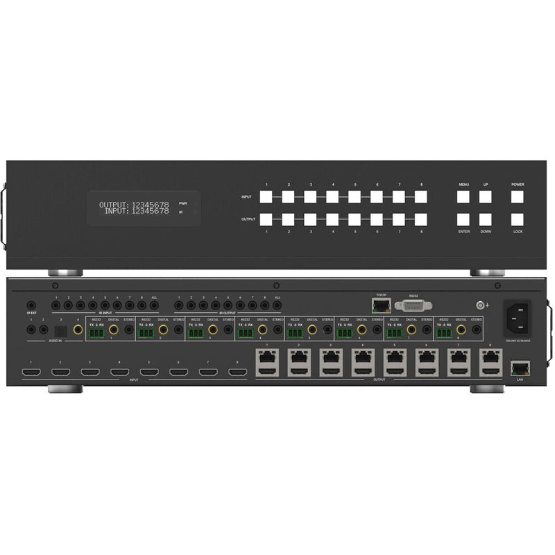 BZBGear 8x8 HDMI & HDBaseT Matrix Switch Kit with Bidirectional IR & ARC (328')