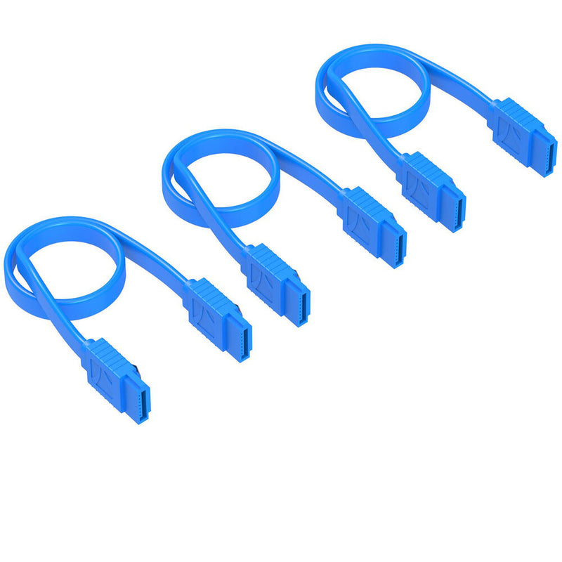Sabrent 1.7' SATA III Data Cable with Locking Latch 3-Pack (Straight, Blue)
