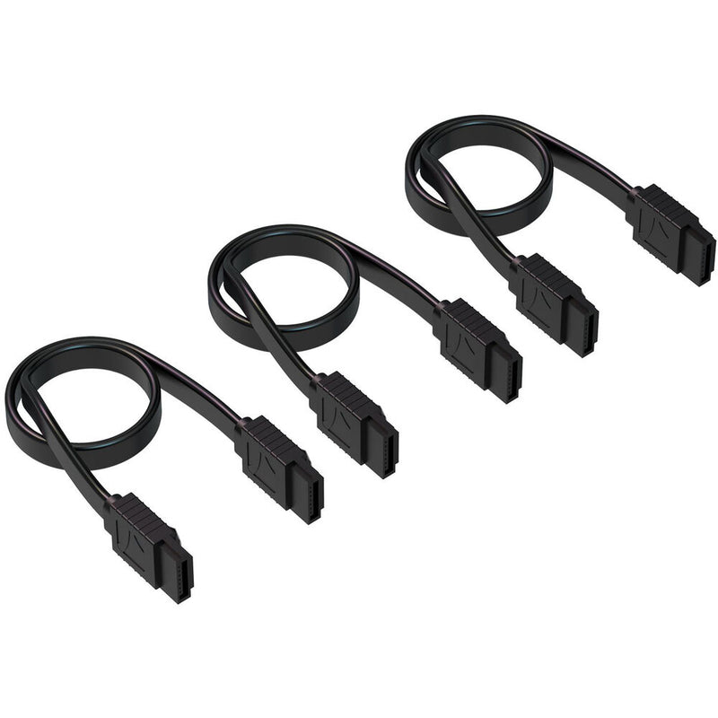 Sabrent 1.7' SATA III Data Cable with Locking Latch 3-Pack (Straight, Black)
