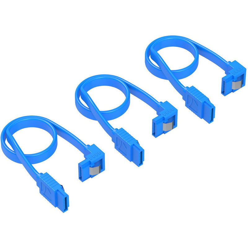 Sabrent 1.7' SATA III Data Cable with Locking Latch 3-Pack (Right Angle, Blue)