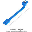 Sabrent 1.7' SATA III Data Cable with Locking Latch 3-Pack (Right Angle, Blue)