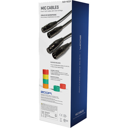Zoom XLR-4CCP XLR Microphone Cables with Color ID Rings (8', 4-Pack)
