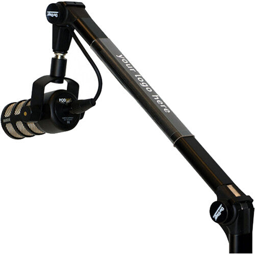 On-Stage Broadcast-Style Microphone Boom Arm with Built-In XLR Cable and Detachable Headphone Hanger