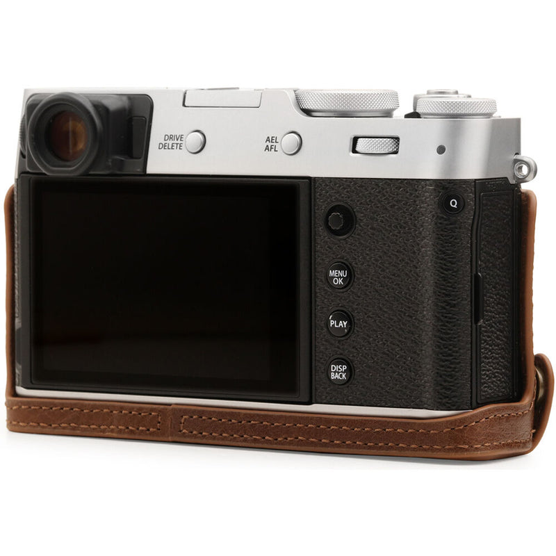 MegaGear Ever Ready Top Grain Leather Half Camera Case for FUJIFILM X100V (Brown)