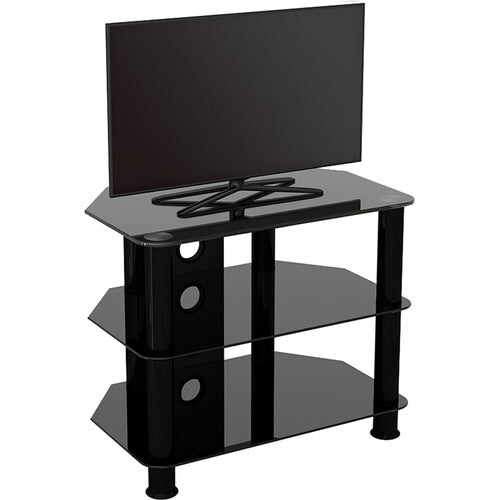 AVF Group Classic Corner Glass TV Stand (Black Frame, Black Glass)