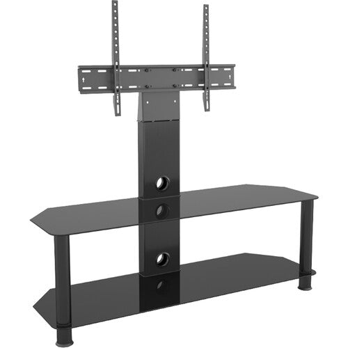 AVF Group 45" Corner Pedestal TV Stand (Black Glass with Black Tube)