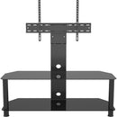 AVF Group 45" Corner Pedestal TV Stand (Black Glass with Black Tube)