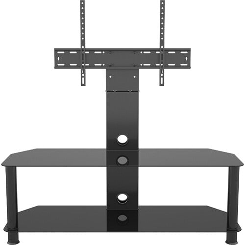 AVF Group 45" Corner Pedestal TV Stand (Black Glass with Black Tube)