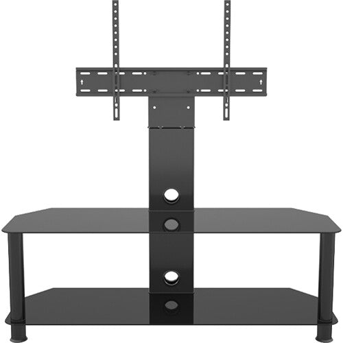 AVF Group 45" Corner Pedestal TV Stand (Black Glass with Black Tube)