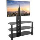 Avf Group Classic Corner Glass Pedestal TV Stand for 32 to 60" TVs (Black with Black Glass)