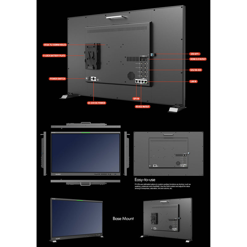 Lilliput 31.5" 12G-SDI/HDMI Broadcast Studio Monitor (V-Mount)