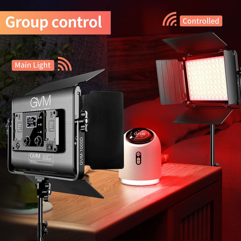 GVM RGB LED Studio Video Bi-Color 2-Panel Light Kit with Softboxes