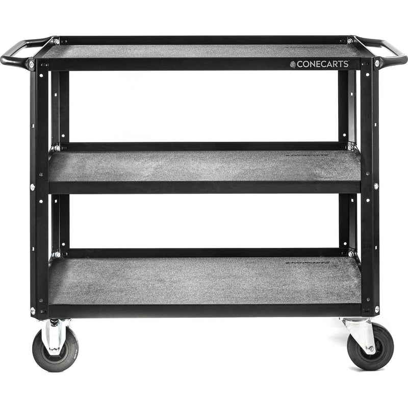 ConeCarts 1-Series Large 3-Shelf Cart with Gray Moquette