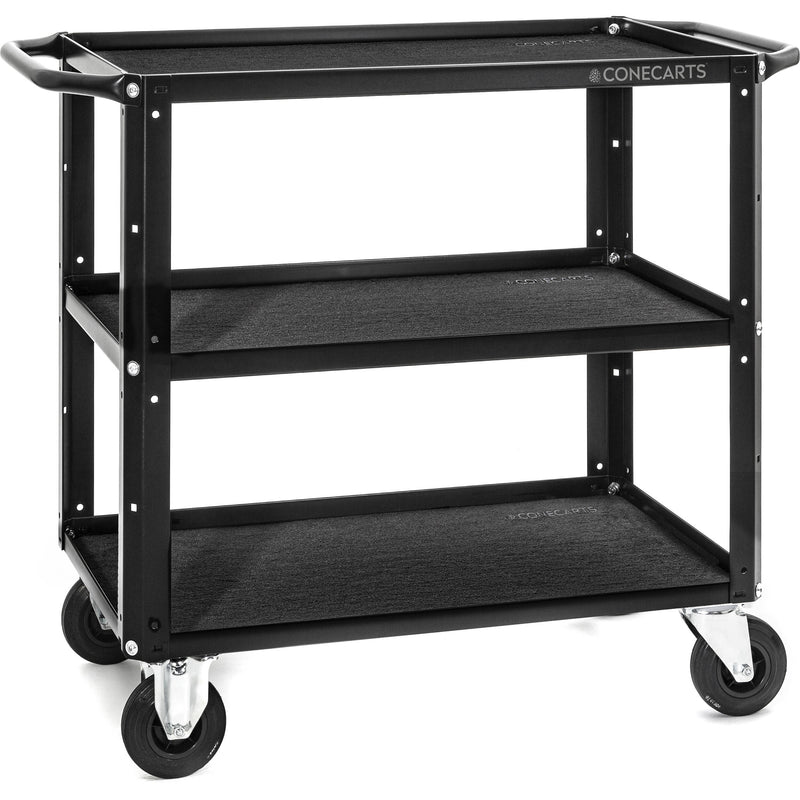 ConeCarts 1-Series Small 3-Shelf Cart with Black Moquette
