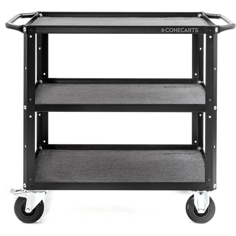 ConeCarts 1-Series Small 3-Shelf Cart with Gray Moquette