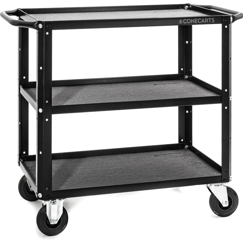 ConeCarts 1-Series Small 3-Shelf Cart with Gray Moquette